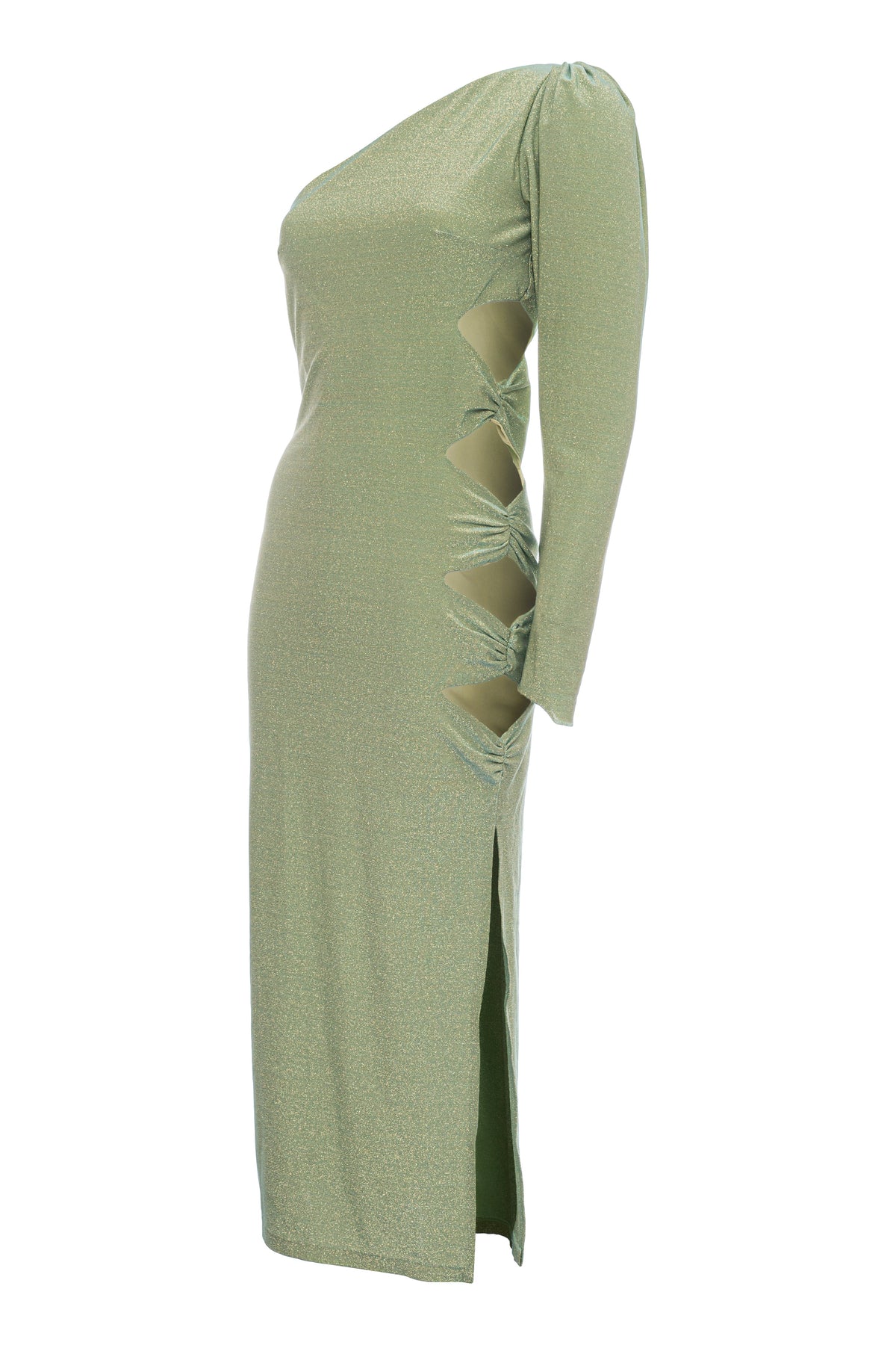 Roccie-Bercy One Shoulder Cutout Stretch Midi Dress-Elbise-6-milagron.live