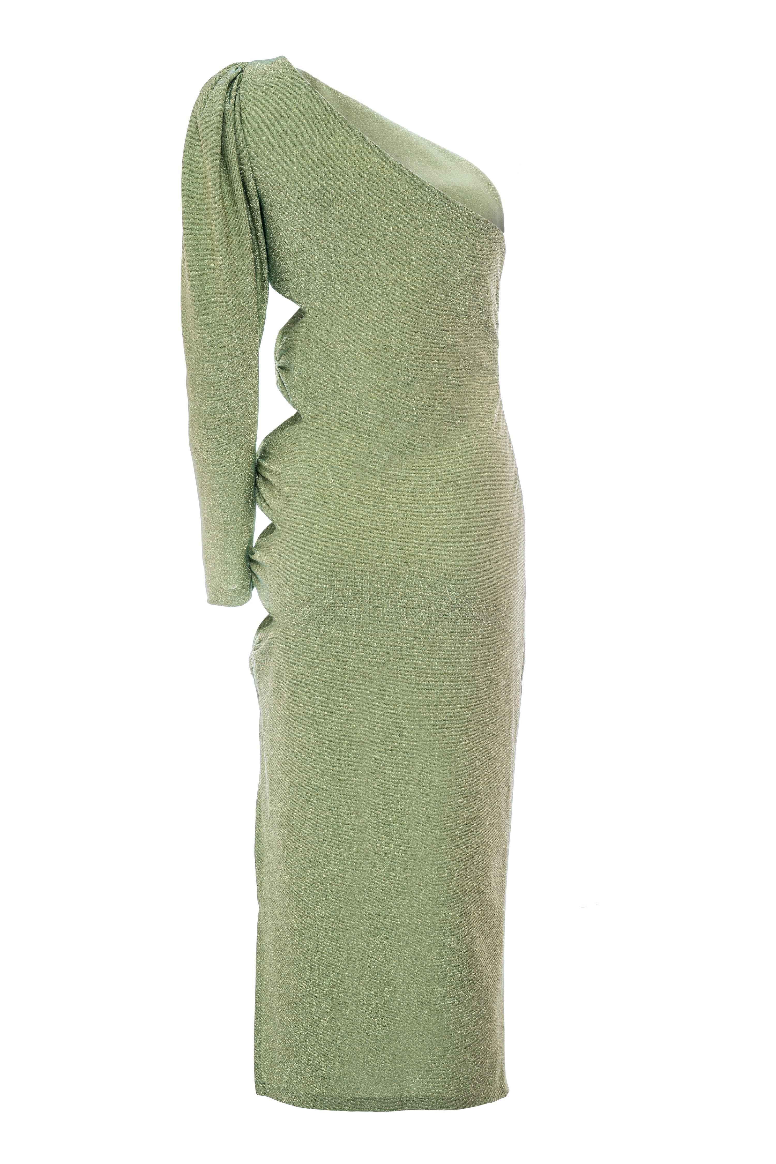 Roccie-Bercy One Shoulder Cutout Stretch Midi Dress-Elbise-7-milagron.live