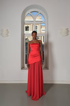 Roccie-Kaila Strapless Asymmetric Maxi Dress-Elbise-1-milagron.live