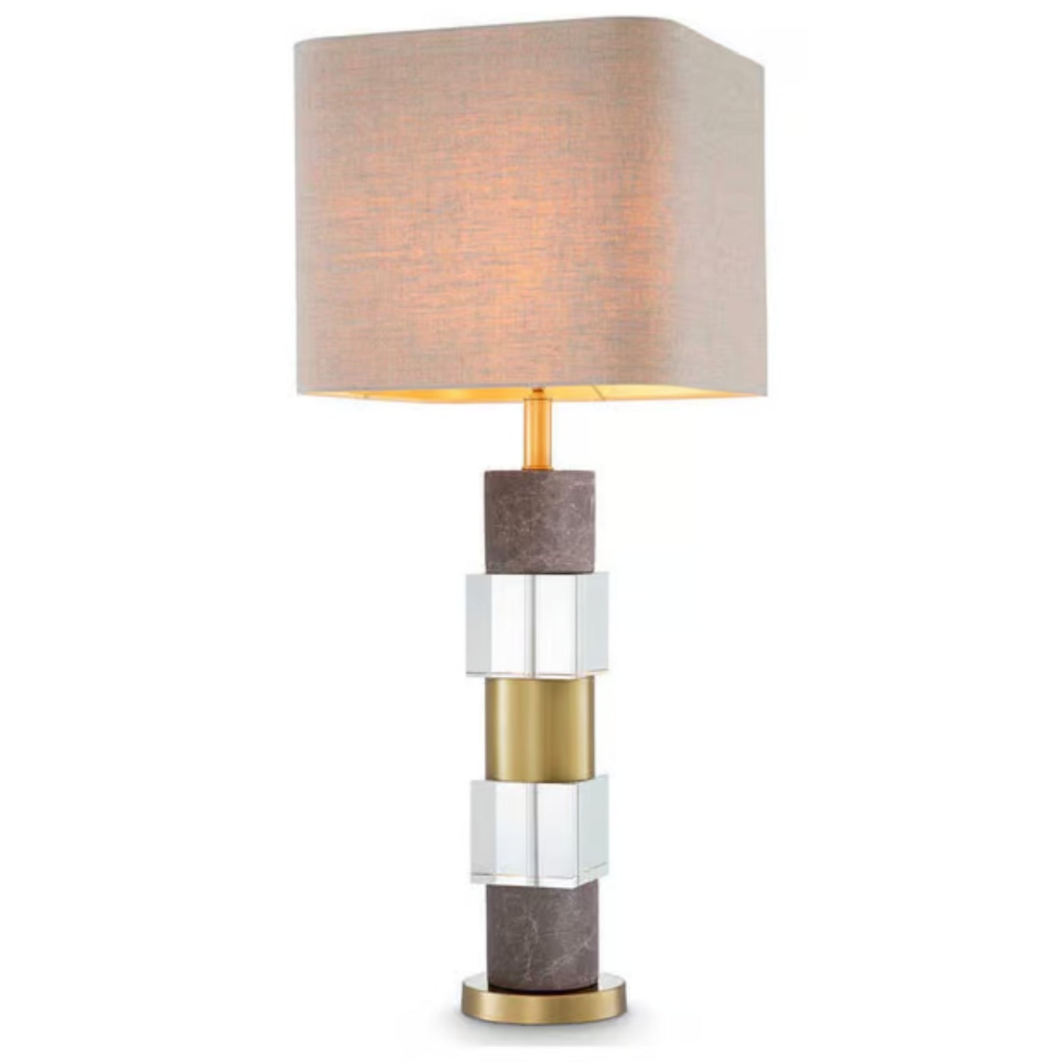 Marmor Lüks Modern Beyaz Mermer Ve Kristal Camlı Eskitme Altın Abajur 35 Cm Salon Yatak Odası Masa Lambası Mrm-51Ul