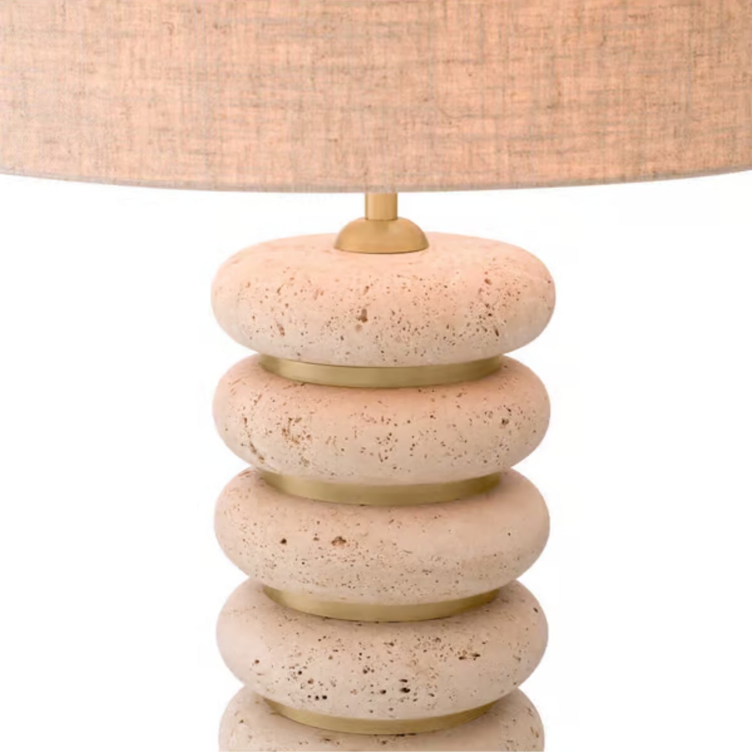 Pedra Lüks Modern Doğal Traverten Taşlı Eskitme Altın Abajur 50 Cm Salon Yatak Odası Masa Lambası Pdr-32Ul