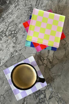 Rooms Design Studio-Retro Checkerboard Bardak Altlığı 4'lü Set-Bardak Altlığı-1-milagron.live