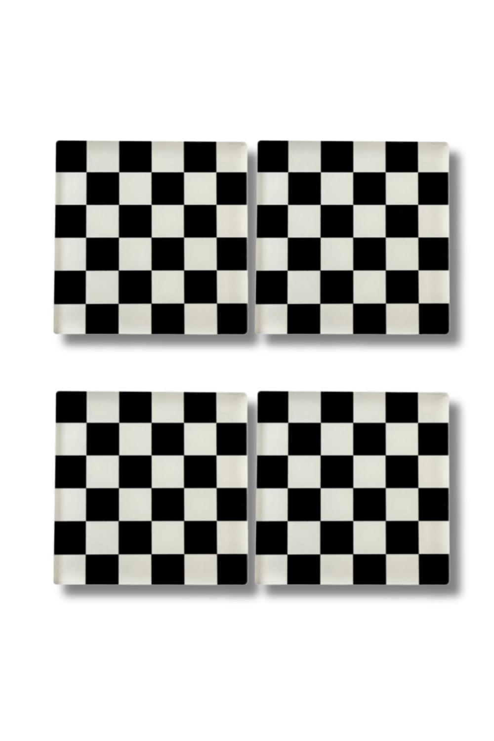 Rooms Design Studio-Retro Checkerboard Bardak Altlığı Black And White-Bardak Altlığı-2-milagron.live
