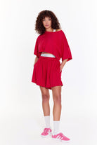 SBNM-Pull On Yoga Tee In Pink-T-Shirts-4-milagron.live