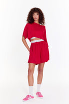 SBNM-Pull On Yoga Tee In Pink-T-Shirts-5-milagron.live