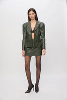 Broole Vegan Leather Skirt In Khaki