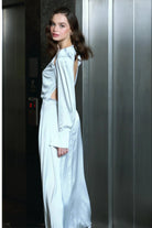 Saléa-Elisé Satin Maxi İn Soft Green-Elbise-2-milagron.live