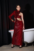Saléa-Scarlet Reviere In Red Sequin-Elbise-1-milagron.live