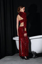 Saléa-Scarlet Reviere In Red Sequin-Elbise-2-milagron.live