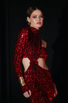 Saléa-Scarlet Reviere In Red Sequin-Elbise-3-milagron.live