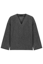 Sertaç Taşdelen-Gri %100 Keten V Yaka Oversized Erkek T-shirt Model T 18-T-Shirts-3-milagron.live