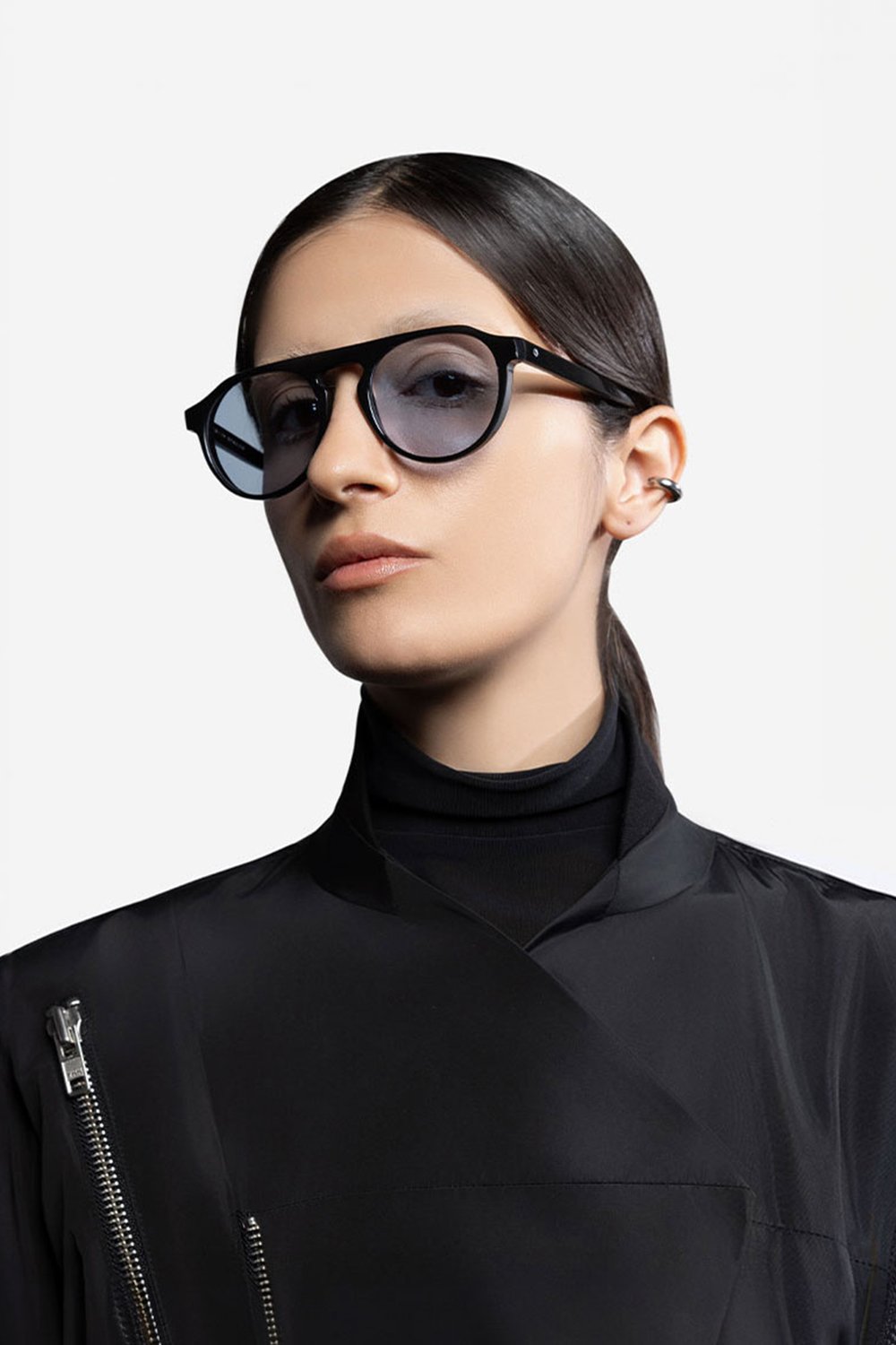 Sertaç Taşdelen-Mavi Camlı Siyah Çerçeveli Asetat CR-39 UV 400 Unisex Güneş Gözlüğü Model G 03-Güneş Gözlüğü-1-milagron.live