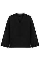 Sertaç Taşdelen-Siyah %100 Keten V Yaka Oversized Erkek T-shirt Model T 16-T-Shirts-3-milagron.live