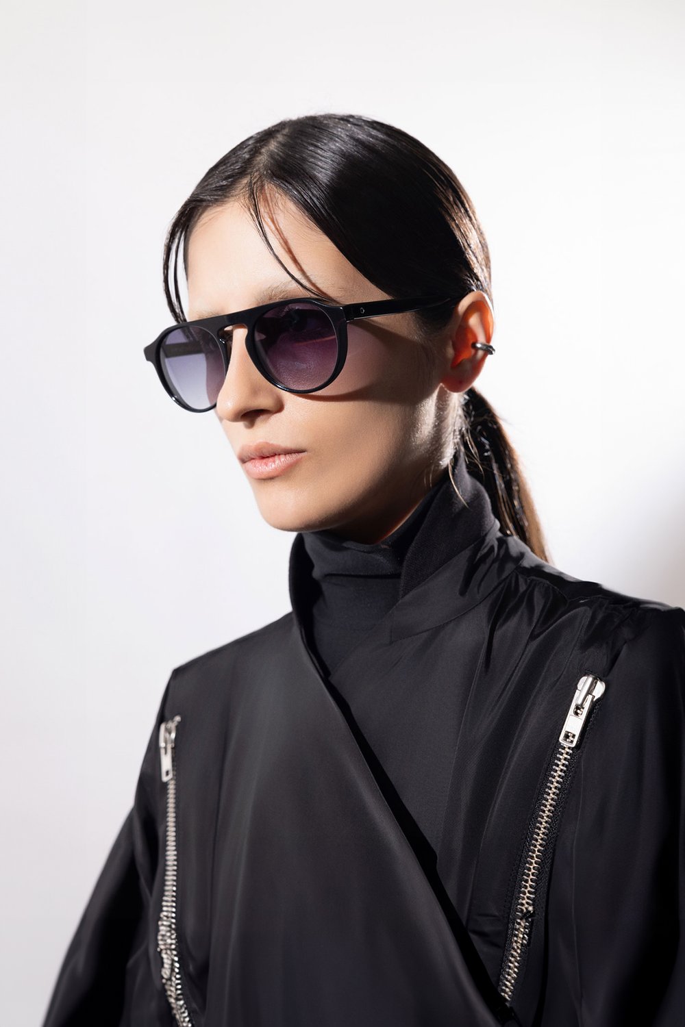 Sertaç Taşdelen-Siyah Degrade Camlı Siyah Çerçeveli Asetat Cr-39 Uv 400 Unisex Güneş Gözlüğü Model G 03-Güneş Gözlüğü-1-milagron.live
