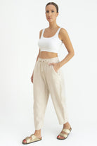 Sfida İstanbul-Keten / Pamuk Şalvar Pantalon. Linen / Cotton Slouchy Pant - Ar007-Pantolon-5-milagron.live