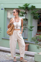 Sfida İstanbul-Keten / Pamuk Şalvar Pantalon. Linen / Cotton Slouchy Pant - Ar007-Pantolon-6-milagron.live