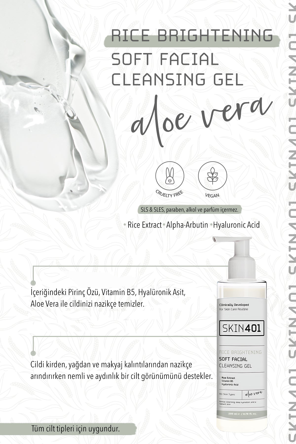  Rice Brightening Soft Facial Cleansing Gel 200Ml