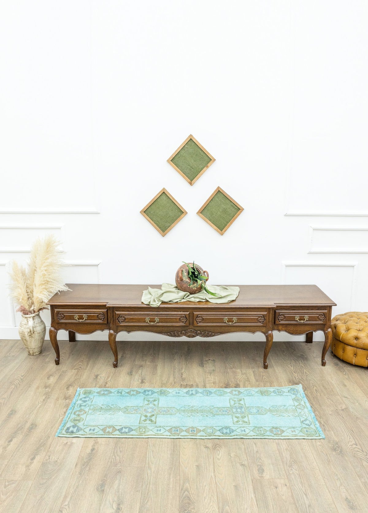 Soho Antiq-Atela El Dokuma Mavi Yün Yolluk 57x158 Cm-Halı-2-milagron.live
