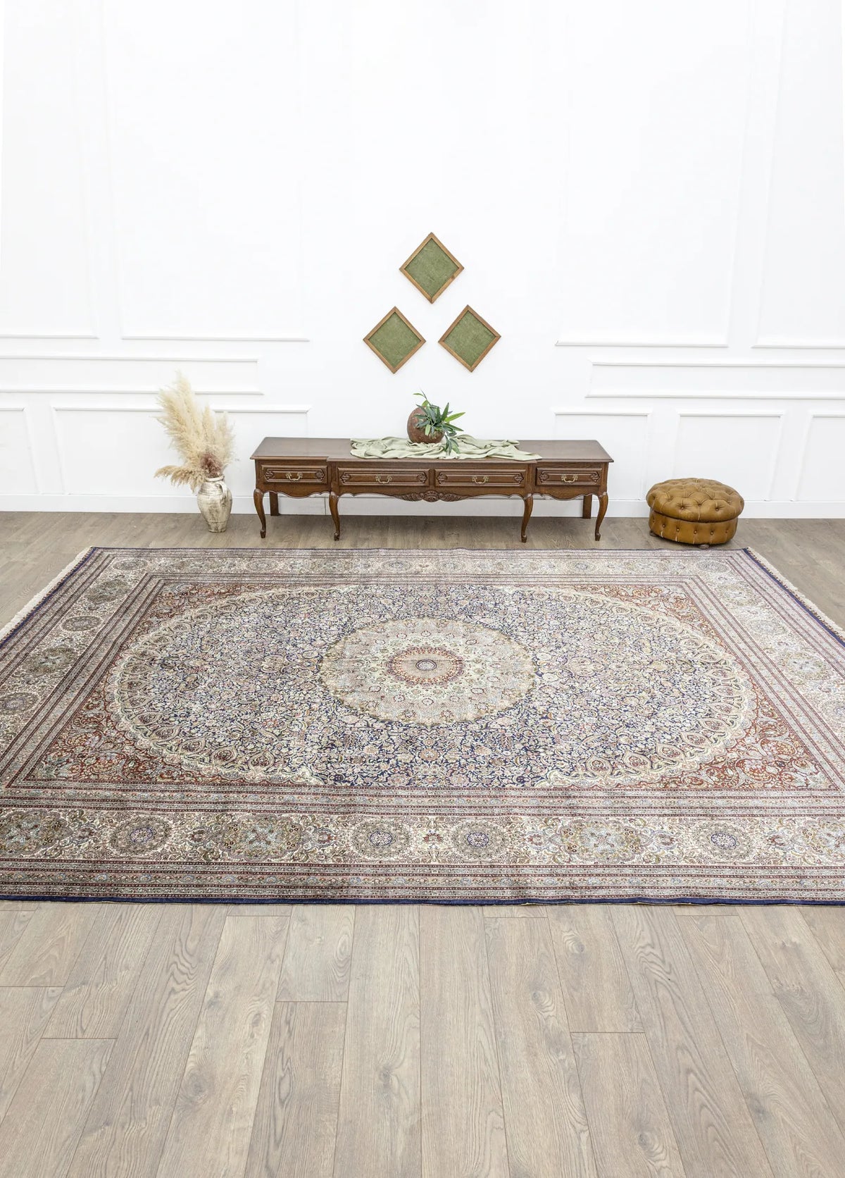 Soho Antiq-Varamin Madalyon Desenli İpek Halı 305x414 Cm-2-milagron.live