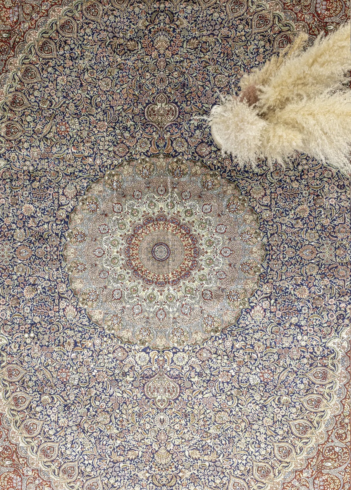 Soho Antiq-Varamin Madalyon Desenli İpek Halı 305x414 Cm-3-milagron.live