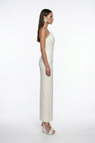 Beyaz Korse Detayli Krep MiDi Bodycon ElbiSe