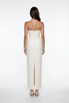 Beyaz Korse Detayli Krep MiDi Bodycon ElbiSe