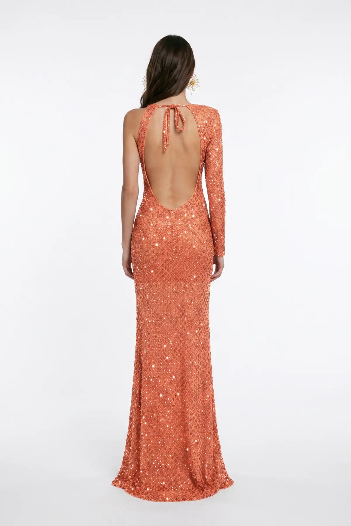 KiRemiT Rengi Pul İŞlemeli Cut-Out Detayli Maxi ElbiSe