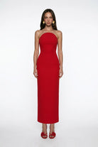 Kirmizi Korse Detayli Krep MiDi Bodycon ElbiSe
