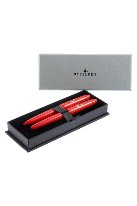 Steelpen-Pearl Serisi 4500 Kırmızı Bayrak Dolma Kalem + Tükenmez Kalem Seti-Tükenmez Kalem-1-milagron.live