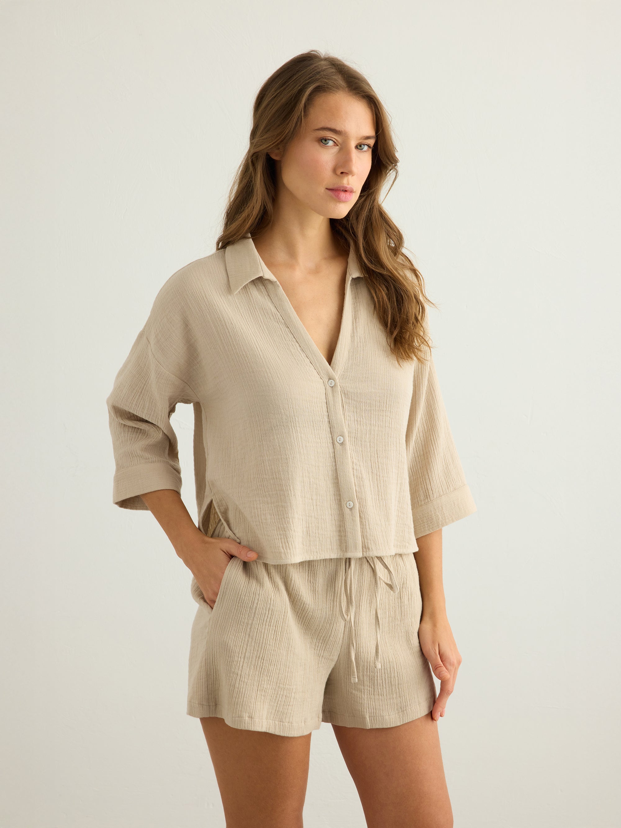 Aura Drawstring Shorts - Oatmeal