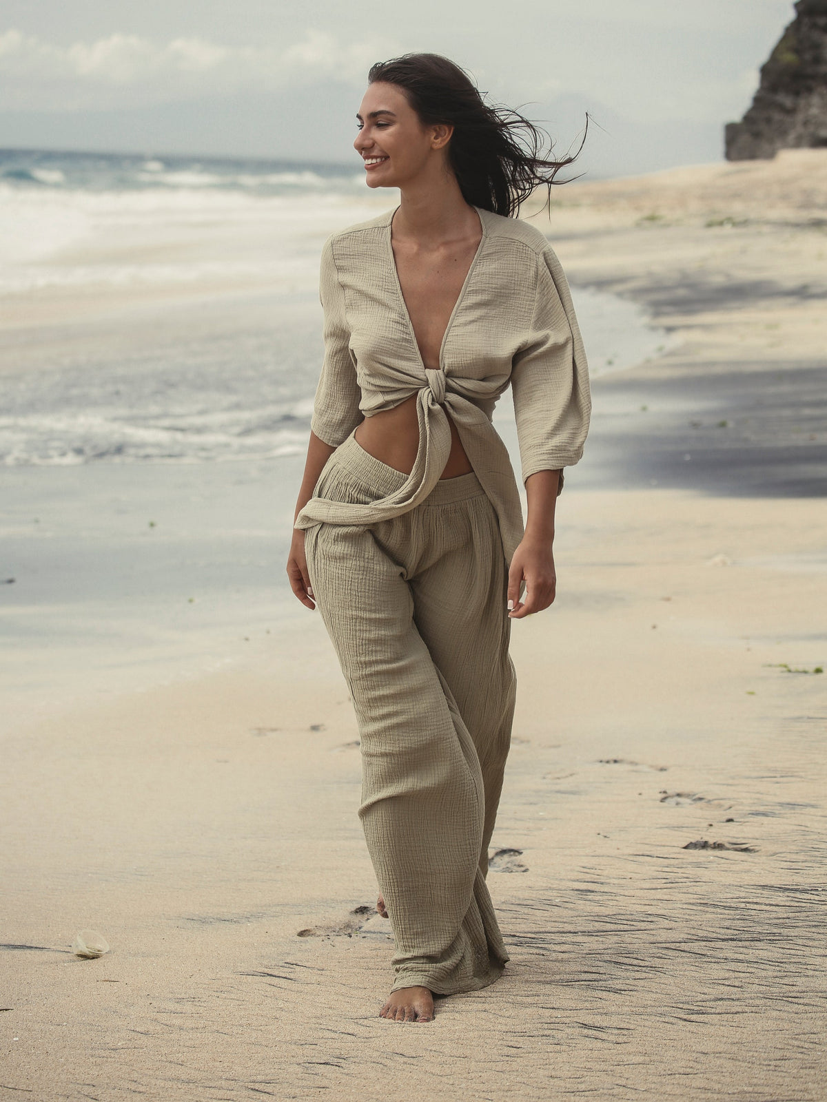 Bali Wrap Top - Khaki Green