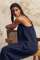 The Handloom-Bliss Flow Maxi Dress Navy-Elbise-5-milagron.live