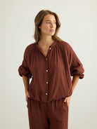 Kaya Buttoned Blouse - Terracotta