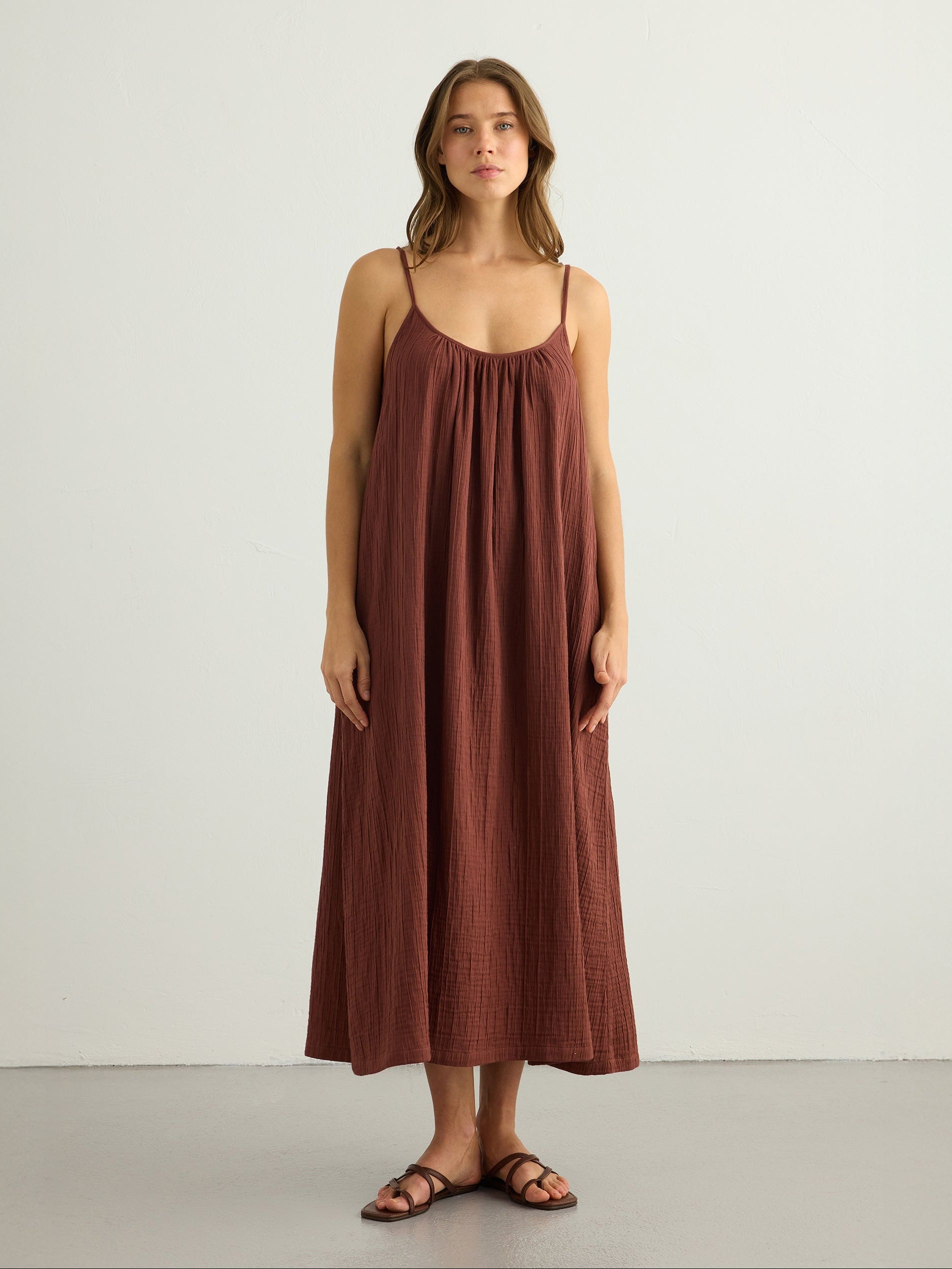 Kaya Tie Strap Maxi Dress - Terracotta