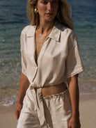 The Handloom-Lucid Flow Tie Shorts Sand-Şort-1-milagron.live