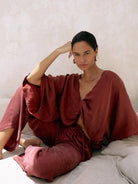 The Handloom-Lucid Knot Top Burgundy-Gömlek-3-milagron.live