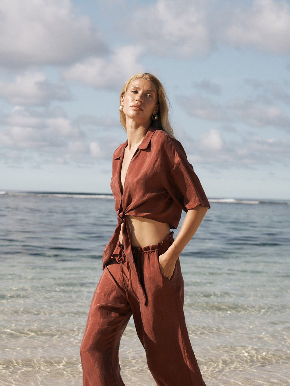 The Handloom-Lucid Tie Shirt Burgundy-Top-1-milagron.live