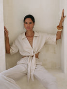 The Handloom-Lucid Tie Shirt Sand-Gömlek-3-milagron.live
