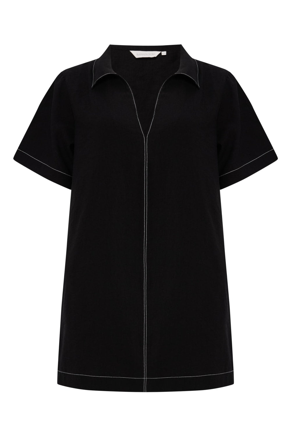 The Handloom-Mae Popover Mini Dress Black-Elbise-7-milagron.live
