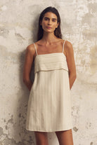 The Handloom-Puglia Stripes Mini Dress Oatmeal-Elbise-1-milagron.live