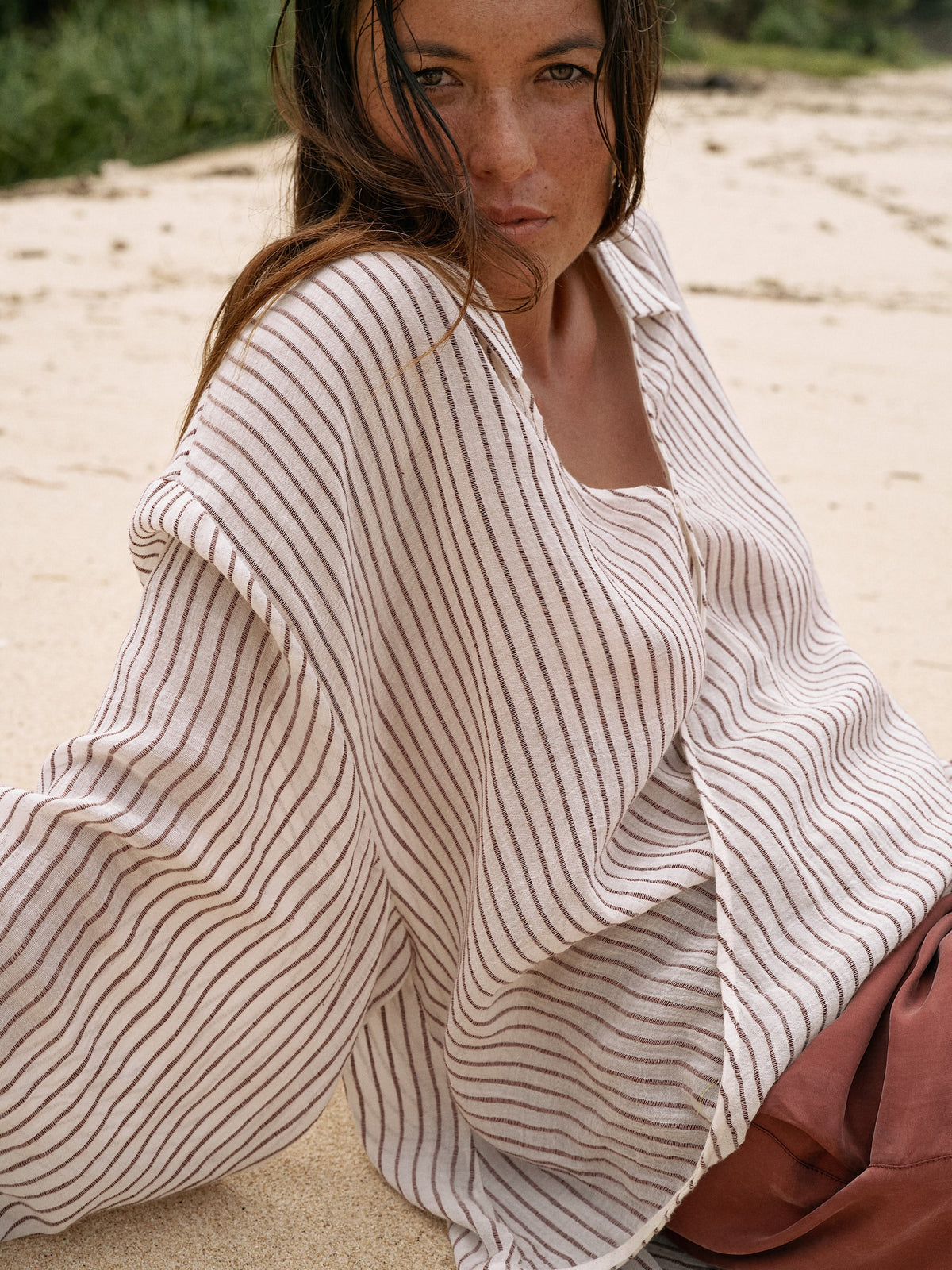 The Handloom-Sade Top Burgundy Stripes-Top-5-milagron.live