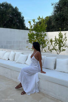 The Handloom-Sage Maxi Dress White-Elbise-2-milagron.live