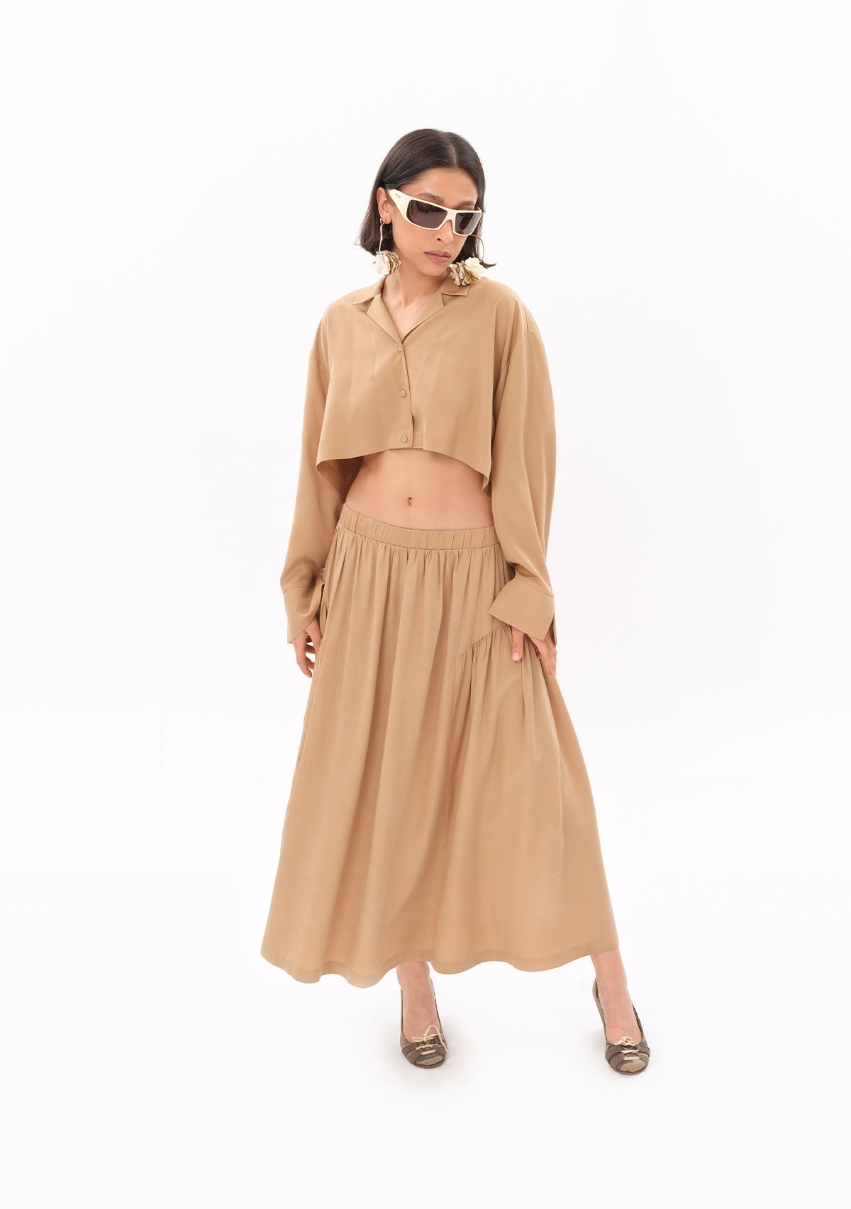 Tiny-Bej Tencel™ Beli Lastikli Maxi Etek-Etek-3-milagron.live