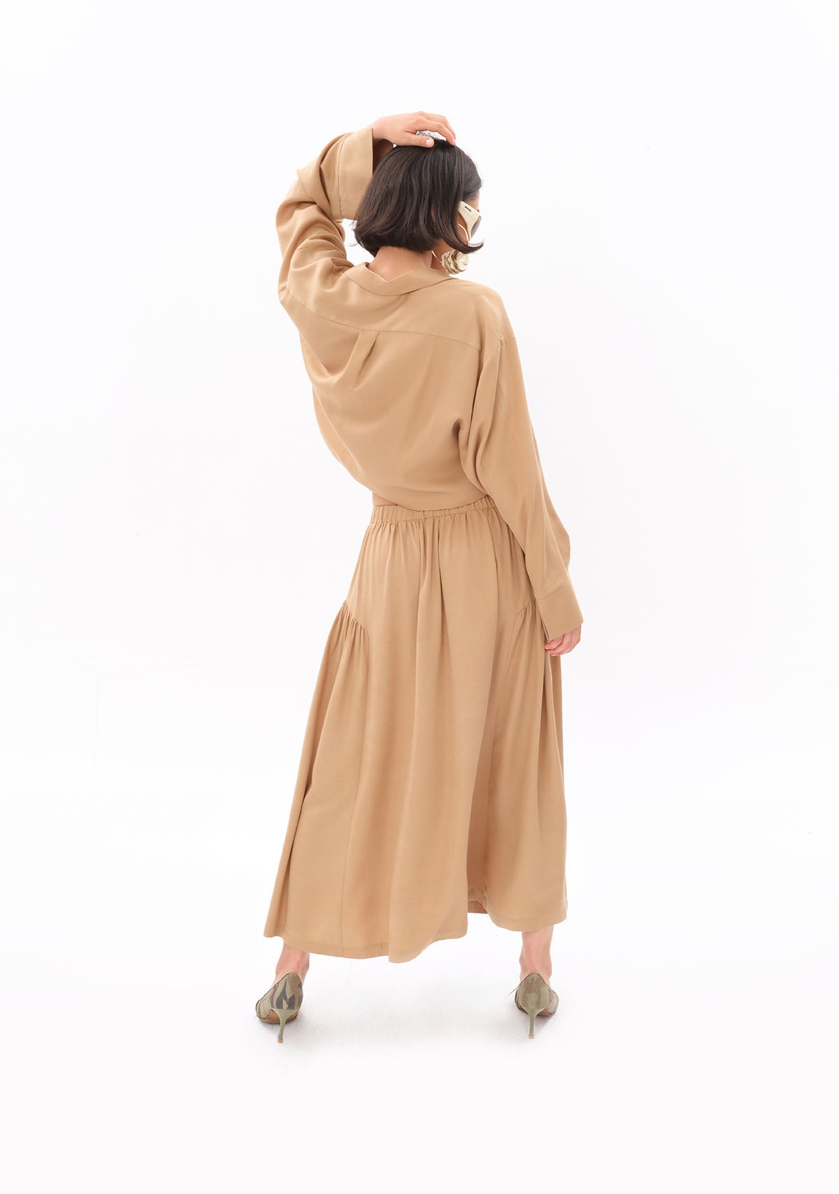 Tiny-Bej Tencel™ Beli Lastikli Maxi Etek-Etek-4-milagron.live