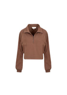 Tiny-Boğazda Fermuar Detaylı Kahverengi Sweatshirt-Sweatshirts & Hoodies-10-milagron.live
