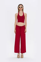 Tiny-Halter Yaka Bordo Yumuşak Bluz-Bluz-1-milagron.live