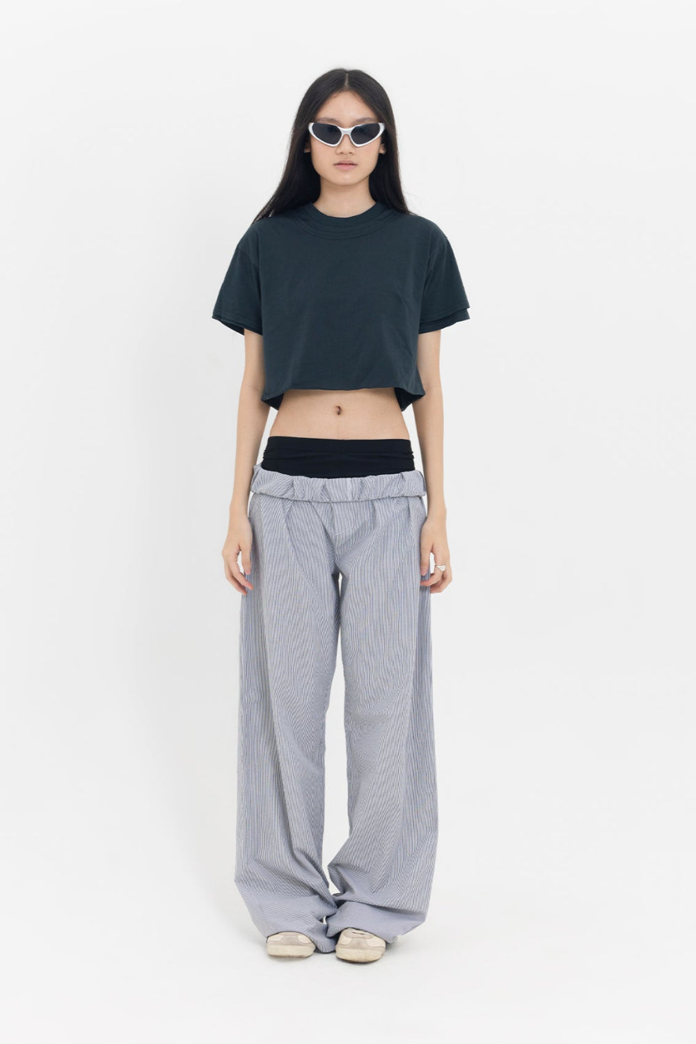 Tiny-Yuvarlak Yaka Antrasit Crop Tişört-T-Shirts-1-milagron.live