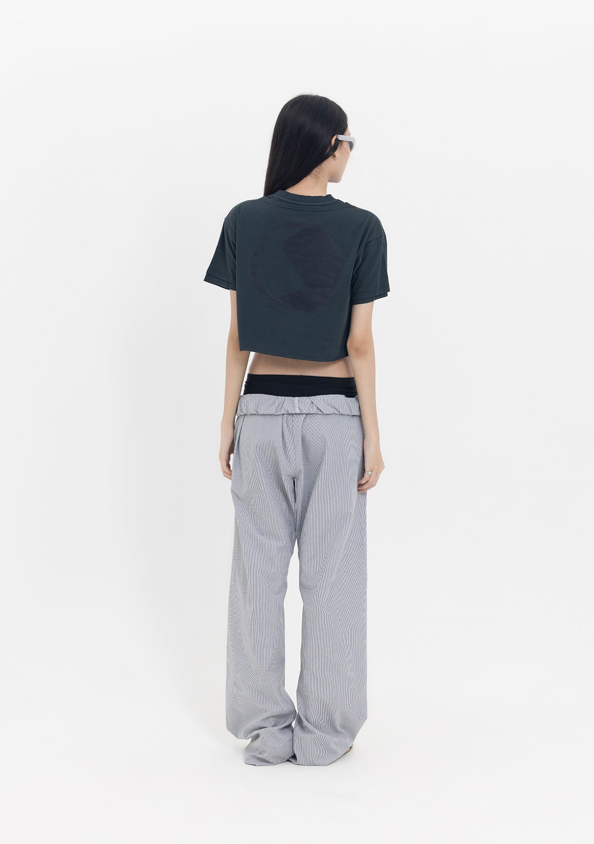Tiny-Yuvarlak Yaka Antrasit Crop Tişört-T-Shirts-2-milagron.live