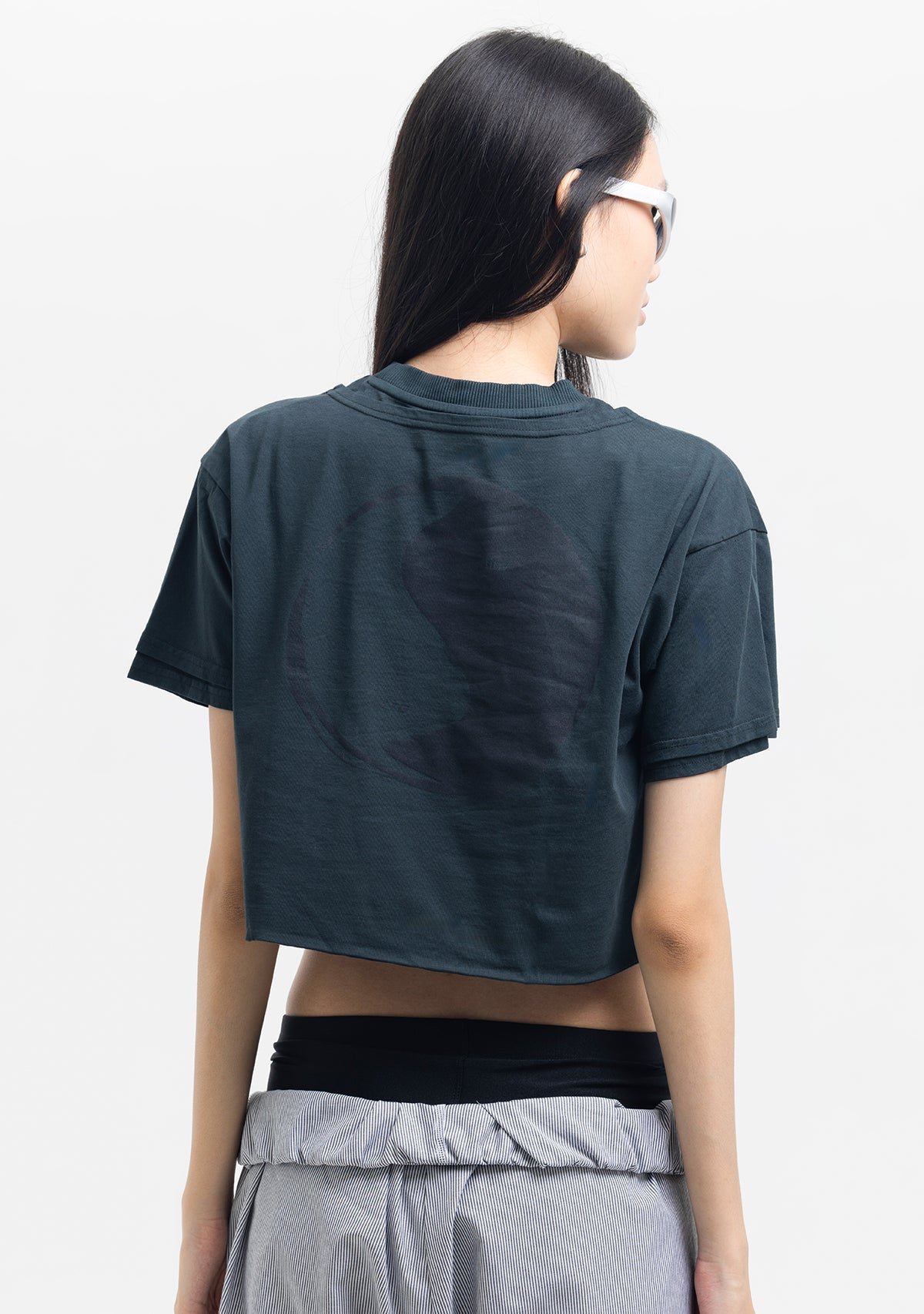 Tiny-Yuvarlak Yaka Antrasit Crop Tişört-T-Shirts-7-milagron.live