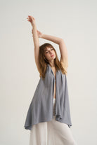 Unexpectedone-Wrapped By Waterfall Tunic - Grey-Elbise-6-milagron.live